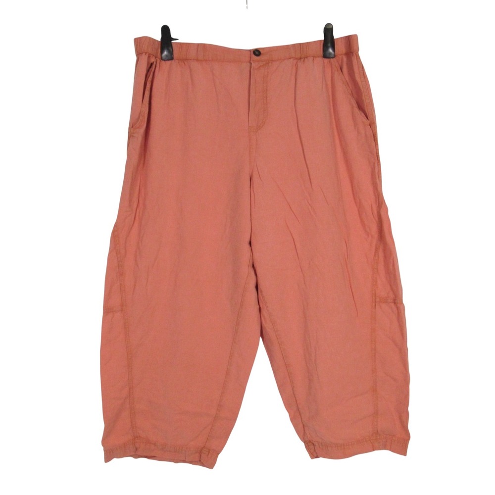 ASOS DESIGN CURVE Orange Rust LINEN BLEND Loose Fit TAPERED CROPPED LEG Pants XL